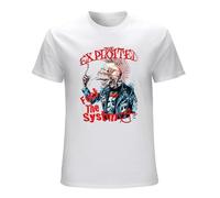 RUZHI RARE Men's Exploited Fuck The System T Shirt White, blanco, M