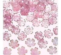 Ruzister 50 Cuentas de Flores acrílicas de Flor de Cerezo, Mini Cuentas espaciadoras de Flores para Hacer Joyas, 5 pétalos de Flores degradadas chapadas en Oro