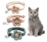 Ruzister Pack de 3 Collares para Gatos Con Flores y Cascabeles - Ajustables Con Pajarita de Flores para Niños y Niñas