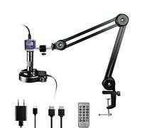 RUZIZAO Microscopio digital, 48MP 4K 1080P HDMI Tipo-C/USB Industrial Video Digital Microscopio Cámara de Microscopio Digital Zoom 150X Lente de Montaje en C Soporte Plegable Luz de Anillo LED