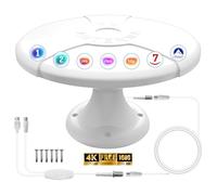 RV Antenna, Antena TV para Caravana RV Alta Ganancia, TDT HD 4K Recepción 360°, Canales Locales Gratuitos, Resistente al Agua y UV, Cable 5m, para Camping, Camper, Camión, Ático y Exterior