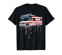RV Camper Camping Autocaravana Viaje Bandera Americana USA Drip Camiseta
