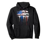 RV Camper Camping Autocaravana Viaje Bandera Americana USA Drip Sudadera con Capucha