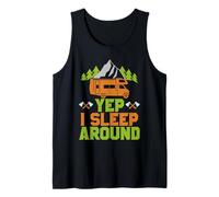 RV Camping Humor Yep I Sleep Around Funny Camper Camiseta sin Mangas