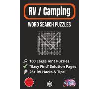 RV / Camping Word Search: 100 Challenging Large Font Puzzles, Easy Find Solution Pages, RV Tips & Hacks, (RV / Camping Puzzle Books)