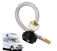 Rv Gas Hose, Pressure Gauge, 15 Inches Length and Real Time Display Design, Leak Proof Connector for Travel, Weekend Getaway, Camping, Outdoor, Cooking, Rv Use