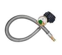 RV Gas Hose, Propane Hose with Pressure Gauge, 15 Inch, Brass Fittings Secure Connection, Real-Time Display Regulator, Leak-Proof Replacement Lines for Camping Accessory Travel