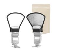 RV Reflector para Flash Cobra Plata Y Blanco Duplex Compatible con Todas Las Marcas Nikon Canon Yongnuo Sony Pentax Olympus Vivitar Godox, etc. - Marca Francesa Adaptable