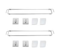 RV Shower Corner Storage Bar | 12.5 to 22.5in Adjustable Stainless Steel Shelf | Adhesive RV Refrigerator/Trailer/Yacht Organizer | 2 Pack with Accessories