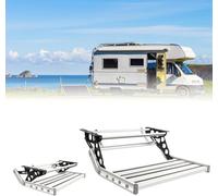 RV Step Stool, Camper Entry Steps, Foldable Drop Down Manual Electric Steps, 440lbs 200kg Load Capacity, Anodized, with LED Light, For Motorhome RV Campervan Caravan Single-layermanual