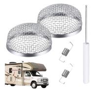 RV Vent Cover, Stainless Steel 2 Pieces Dependable RV Exhaust Vent Cover, 9.3x4cm Space-Saving Auto Parts & Accessories For Motorhome Camping Parking Kitchen Living Space Hot Day
