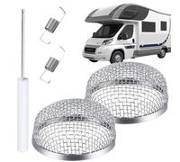 RV Vent Cover, Stainless Steel Heater Shield, 2-Piece Ventilation Guard, 3.66x1.57 inches, Rust-Resistant Auto Accessory, Easy Installation, for Motorhomes, Camping, Parking Areas