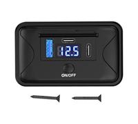RV Wall Charger, Waterproof Fast Charging Station, Voltage Display Plug Adapter with Double USB Ports, Stable Charger Outlet, Ideal for Truck, Camp Van and Travel Use, Black