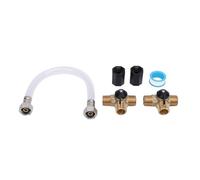 RV Water Heater Bypass Kit 12 Inch Reinforced Hose 1/2 NPT Brass Tee Valves Pipe Fittings and Sealing Tape Set