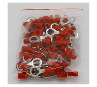 RV1.25-8 Red Circular 22-16 AWG 0.5-1.5mm2 Insulated Ring Terminal Connector Cable Wire Connector 100PCS/Pack RV1-8 RV