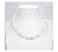 RVBLRDSE 17" 10mmx12mm White Black Gray Purple Rice Freshwater Pearl Necklace(Weiß)