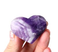 RVBLRDSE 1pc Purple Quartz Dream Amethyst Heart Shape Crystal Carving Stones Gemstone Home Decoration (Color : 30-40mm)