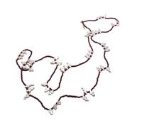 RVBLRDSE 3MM Garnet 9x15mm Cultured White Pearl Crucifix Shape Pearl Long Station Necklace Gemstone Jewelry