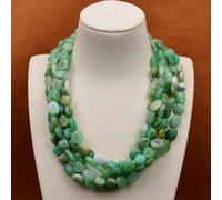 RVBLRDSE 5 Rows Green Chrysoprase Real Gems Stone Necklace For Women