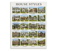 RVBLRDSE Architectural Poster American Residential House Design Canvas Wall-Art for Study Room and Lounge Decor(Unframed,16x24inch(40x60cm))