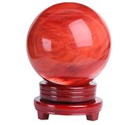 RVBLRDSE Beautiful Red Ball with Stand, Melting Quartz Crystal,Fengshui Ruby Divination Sphere for Home Decor Prosperous Love Invite Wealth,90mm/3.5in