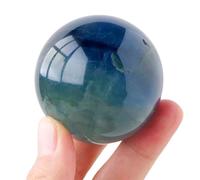 RVBLRDSE Blue Green Fluorite Crystal Ball with Stand, Quartz Polished Sphere,Decorative Sculpture Figurinefor Fengshui Home Decor Gift,50~60mm