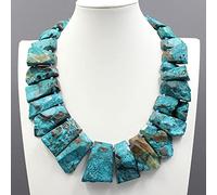 RVBLRDSE Blue Ocean jasper Sea Stone Faceted Slab Nugget Irregular Blue Crystal Gems Necklace For Lady