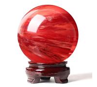 RVBLRDSE Crystal Ball Red Ornaments Cinnabar Feng Shui Desktop Living Room Office Study Home Decoration Fortune Telling Divination,Red ball-11cm