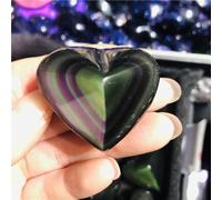 RVBLRDSE Crystal Rainbow Obsidian Cat'S Eye Quartz Heart Shape Crystals and Specimens Decorative Gift (Size : 50-70g)