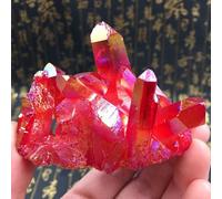 RVBLRDSE Electroplated Rainbow Red Crystal Cluster Column for Wealth Success Luck Home Office Decoration,300g