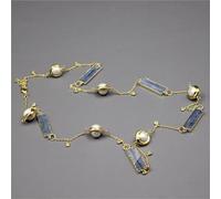 RVBLRDSE Freshwater Cultured White Blue Kyanite Connector Chain Long Necklace Sweater chain For Women