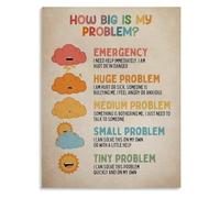 RVBLRDSE How Big Is My Problem Coping Skills Mental Health Retro Poster Canvas Wall-Art for Bedroom(Framed,12x18inch(30x45cm))