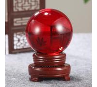 RVBLRDSE K9 Crystal Ball Purple Amethyst Stone Feng Shui Goods Gift Wooden Pedestal with Glass,F,40mm