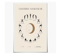 RVBLRDSE Moon Phase Yoga Poster: Boho Style Wall Art with Namaste Quote and Poses for Spiritual Room, Bohemian Canvas Art for Yoga Lovers(Unframed,16x24inch(40x60cm))