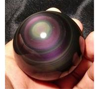 RVBLRDSE Rainbow Black Obsidian Flash Light Crystal Sphere Ball Display Ornaments (Size : 48-50MM)