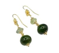 RVBLRDSE Real Green Emerald Agate Polishing Raw Smooth Beads Necklace Bracelet Earrings Sets For Lady(Earrings)