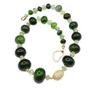 RVBLRDSE Real Green Emerald Agate Polishing Raw Smooth Beads Necklace Bracelet Earrings Sets For Lady(Necklace)