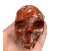 RVBLRDSE Red Jasper Quartz Hand Carved Crystal Skull Home Decor(1200-1300g)