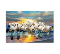 RVBLRDSE Running Horse Herd Wall-Art - Seven Lucky Wild Horses Poster, Inspirational Decor for Office, Lobby(Framed,12x18inch(30x45cm))