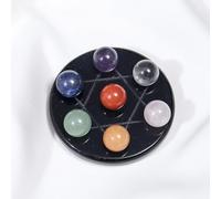 RVBLRDSE Seven Star Array Obsidian Plate Mixed Crystal Ball Set Stones Classical FengShui Ornament