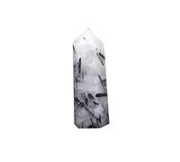 RVBLRDSE Single Point Black Hair Quartz Crystal Hexagonal Prism Tourmaline Column Stone Ornaments (Size : 4-6cm)