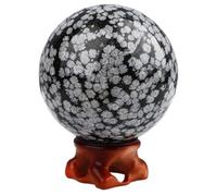 RVBLRDSE Snowflake Obsidian Crystal Ball Sphere,Polished Quartz with Stand,Home Office Decor, Fengshui Display, Stone, and Gift