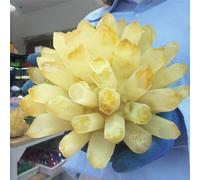 RVBLRDSE Stone Yellow Ghost Quartz Cluster, Yellow Crystal Cluster Stone, Home Decora(Size:310-400g)