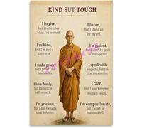 RVBLRDSE Zen Philosophy Poster Buddhist Way Kind Tough Balance Wall-Art Canvas for Bedroom Quiet Corner Decor(Framed,16x24inch(40x60cm))
