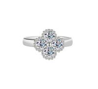 RVHAOODI 1.2ct cuatro hojas CR Diseño Anillos de compromiso de moissanite para mujeres d color s925 laboratorio creado anillos de diamantes perfectos para fiestas de ropa diaria boda