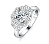 RVHAOODI 1 anillos de moissanite para mujeres cortes redondos d color s925 laboratorio creado anillos de diamantes perfectos para fiestas diarias de ropa boda
