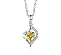 RVHAOODI 1 D Color Blue/Pink/Yellow Moissanite Pendant for Women Four Claw Necklace for Women - Valentine's Day Birthday