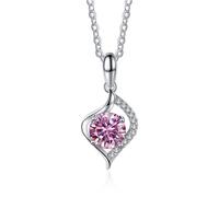 RVHAOODI 1 D Color Blue/Pink/Yellow Moissanite Pendant for Women Four Claw Necklace for Women - Valentine's Day Birthday