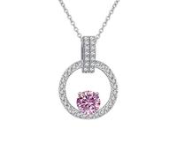 RVHAOODI 1 D Color Moissanite Pendant for Women Pink/Blue/Green Necklace for Women - Valentine's Day Birthday