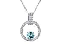 RVHAOODI 1 D Color Moissanite Pendant for Women Pink/Blue/Green Necklace for Women - Valentine's Day Birthday